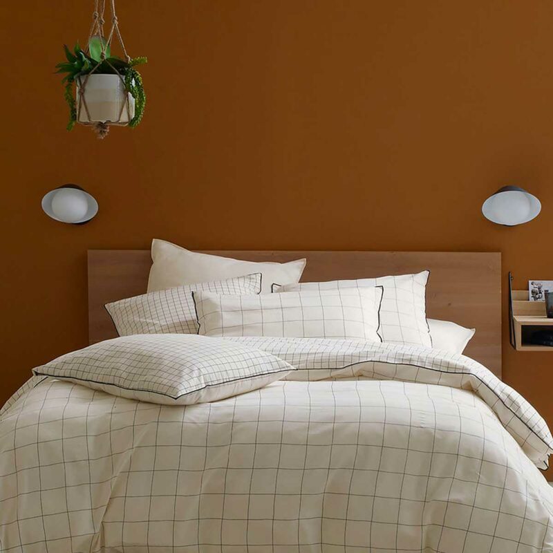 Housse de couette en coton lavé carreaux soldes La Redoute
