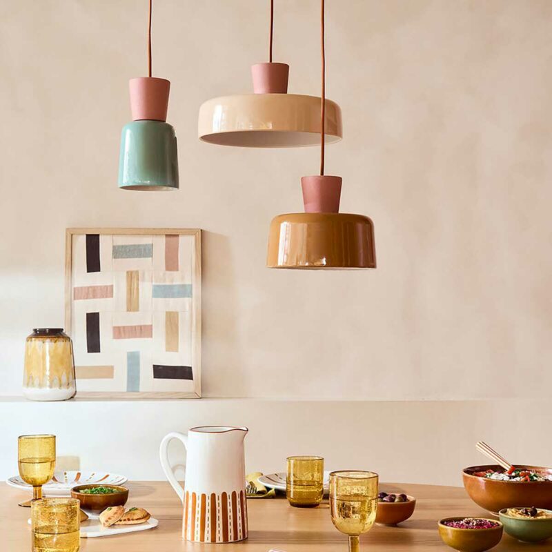 Suspension céramique colorée vintage soldes La Redoute