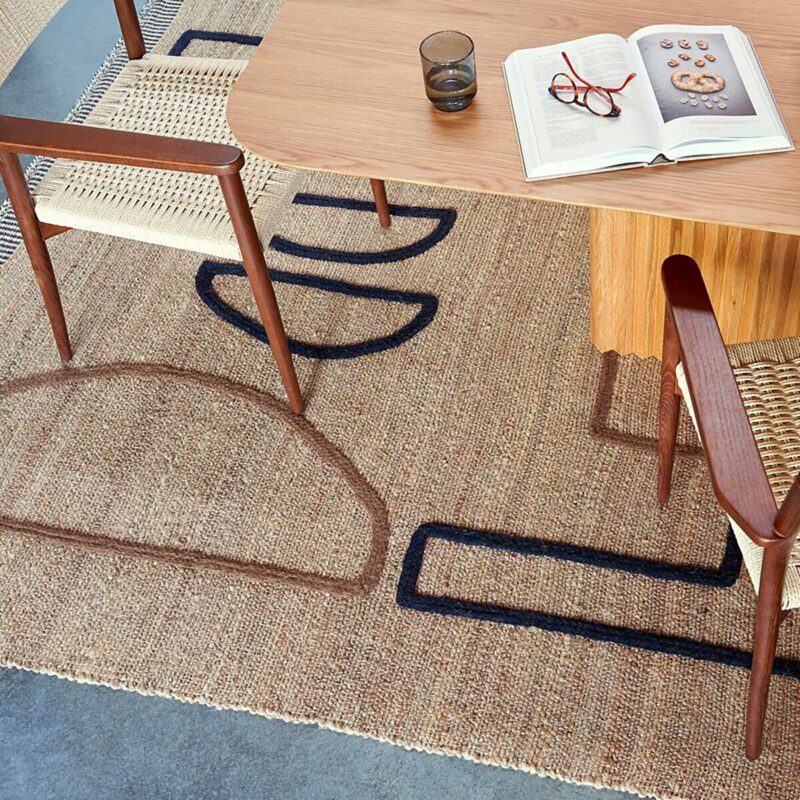 tapis jute motif tressé fait main graphique soldes La Redoute