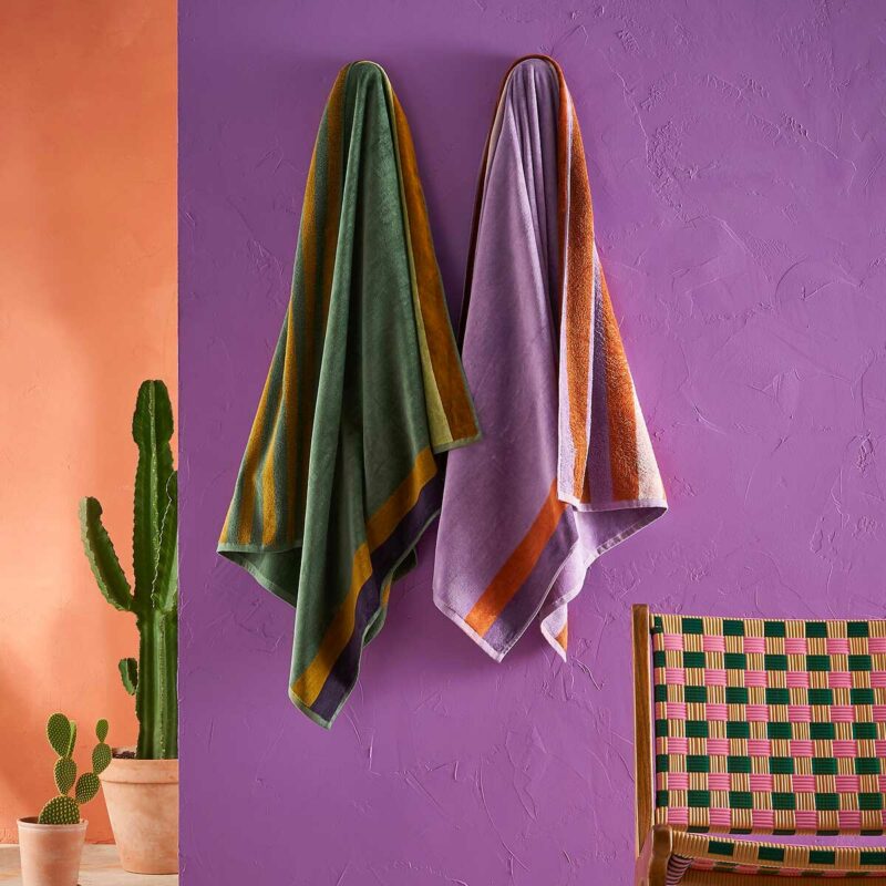 drap de plage éponge velours rayures colorées été soldes La Redoute