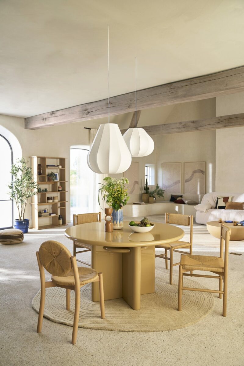 Salle à manger Organic Desert avec table ronde et chaises Talet